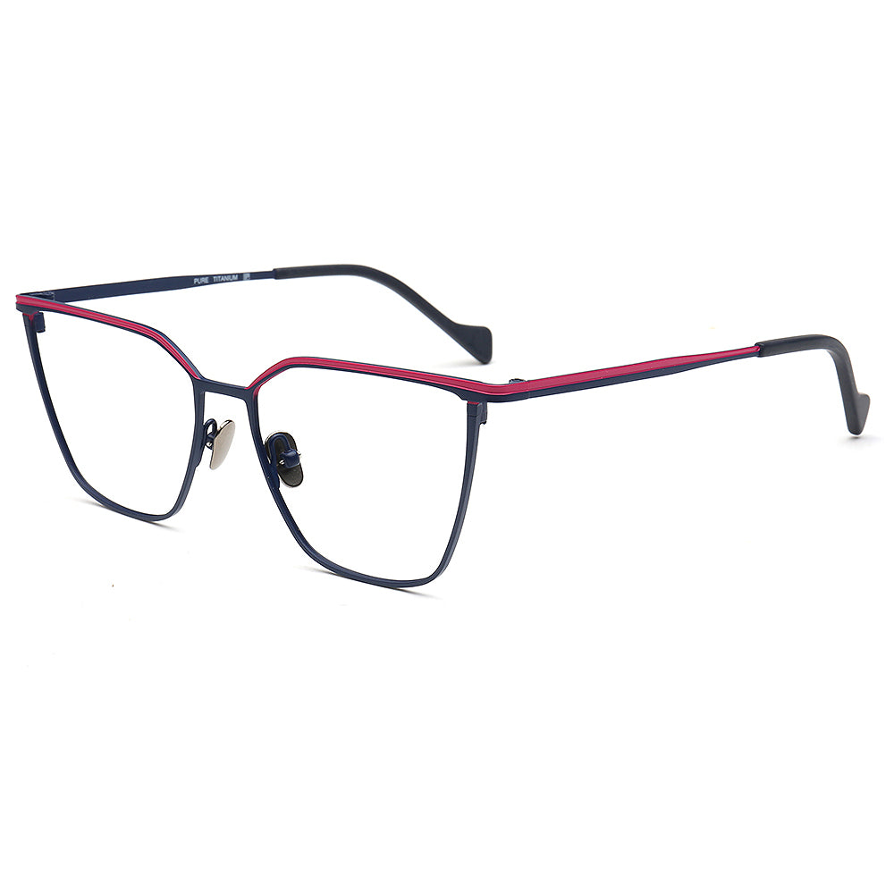 Zoey | Modern Titanium Cat Eye Glasses Frames For Women | Two Toned Female Oversize Eyewear