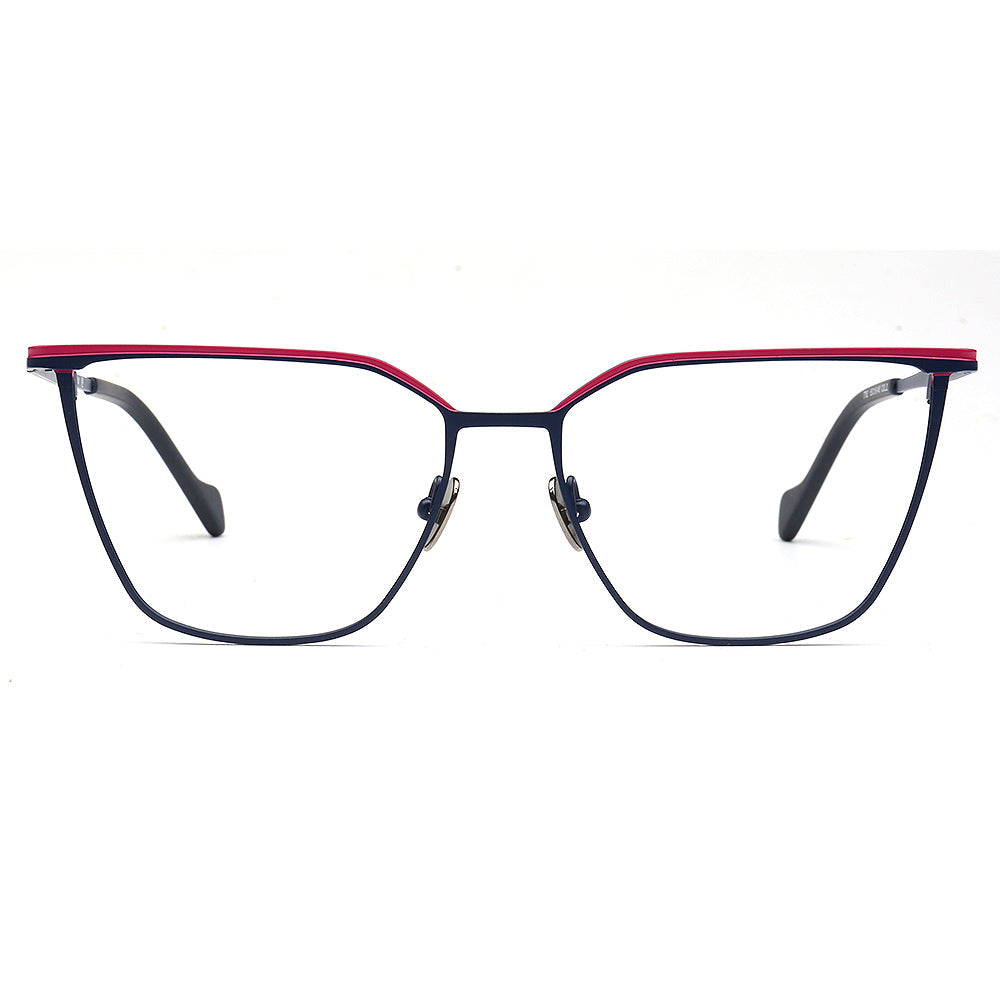 Zoey | Modern Titanium Cat Eye Glasses Frames For Women | Two Toned Female Oversize Eyewear