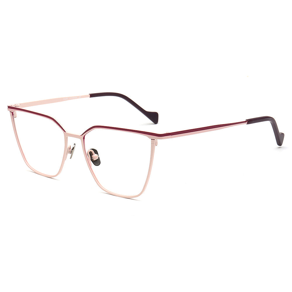 Zoey | Modern Titanium Cat Eye Glasses Frames For Women | Two Toned Female Oversize Eyewear