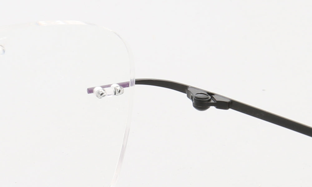 Armand | Rimless Double Bridge Metal Eyeglasses | Retro Flat Top Unisex Glasses