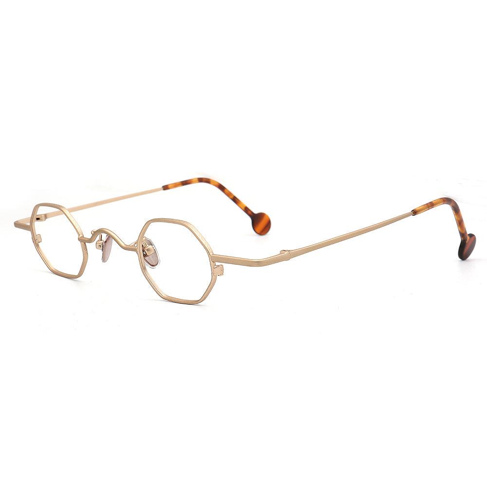 Kit | Vintage Metal Geometric Mens Glasses Frames | Retro Nerd Eyewear for Women Spectacles