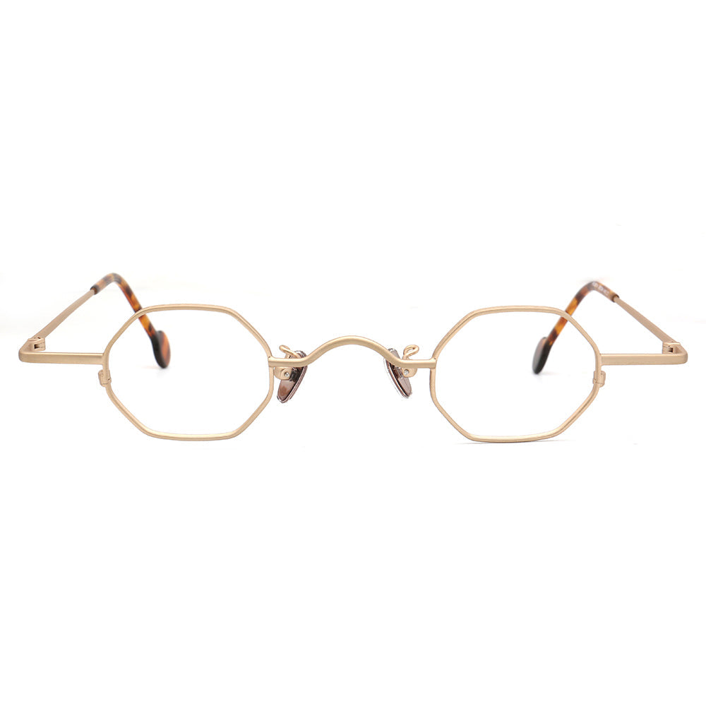 Kit | Vintage Metal Geometric Mens Glasses Frames | Retro Nerd Eyewear for Women Spectacles