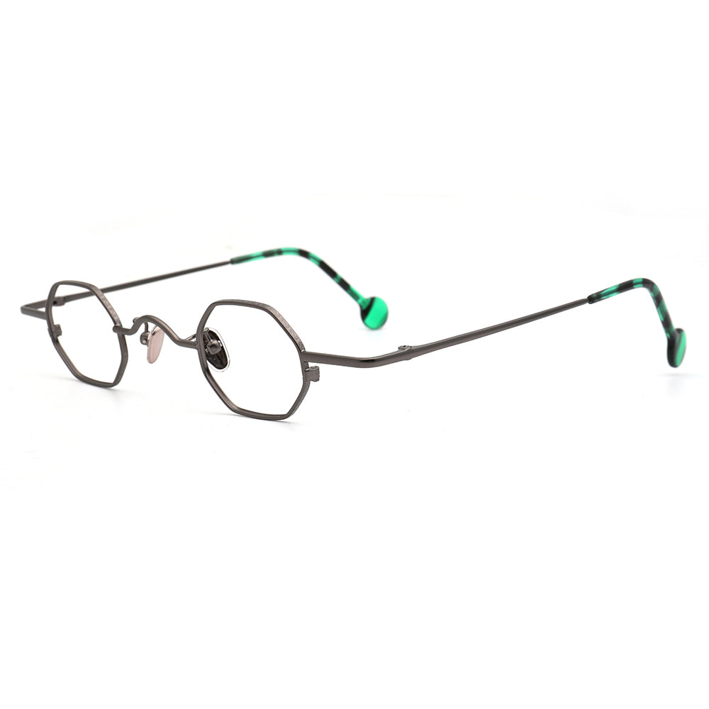 Kit | Vintage Metal Geometric Mens Glasses Frames | Retro Nerd Eyewear for Women Spectacles