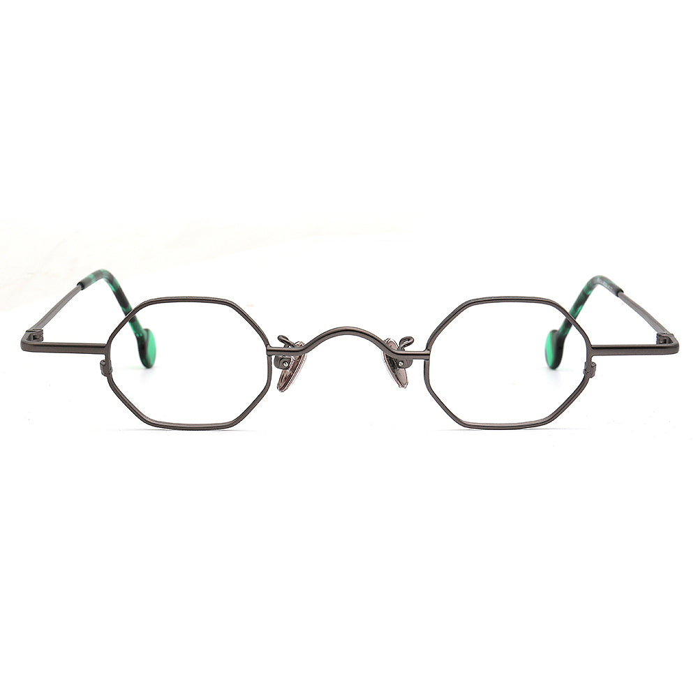 Kit | Vintage Metal Geometric Mens Glasses Frames | Retro Nerd Eyewear for Women Spectacles