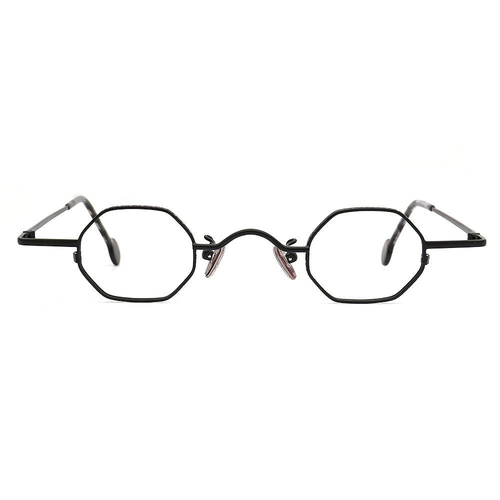 Kit | Vintage Metal Geometric Mens Glasses Frames | Retro Nerd Eyewear for Women Spectacles