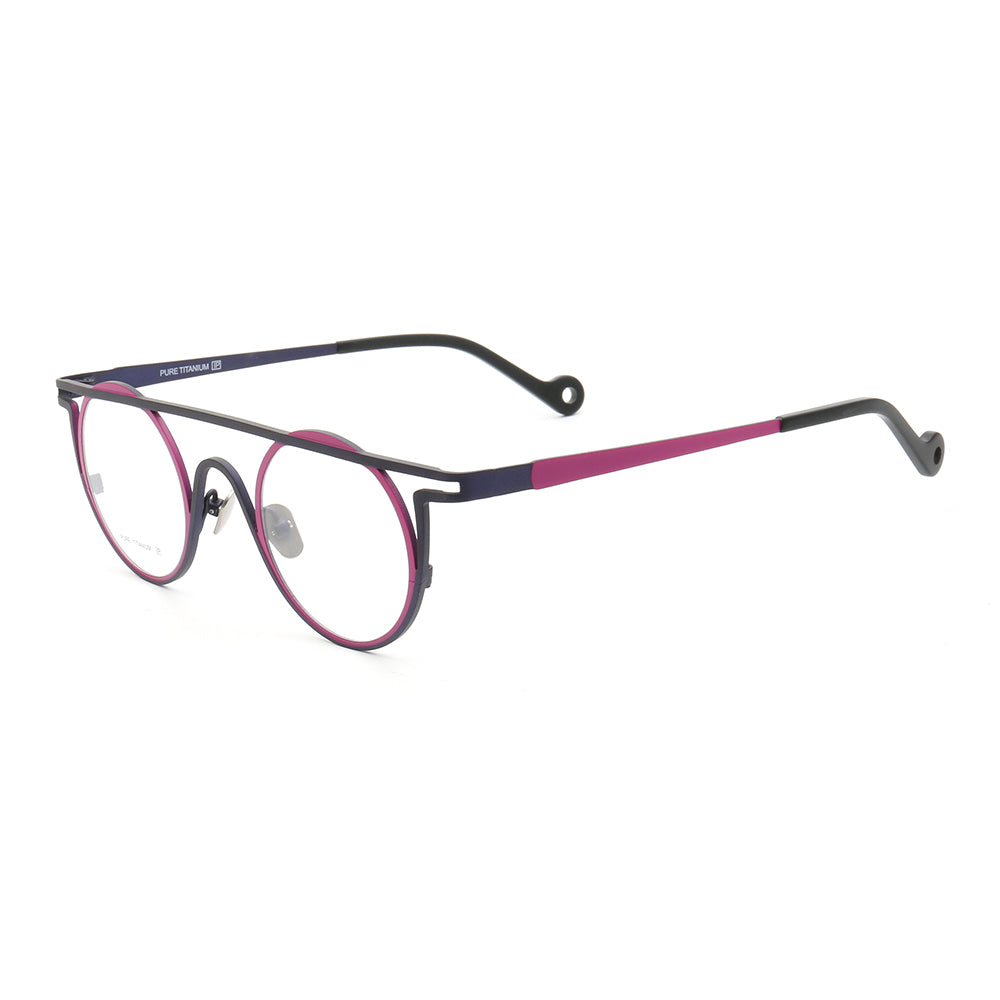 Quinn | Round Flat Top Pure Titanium Eyewear Frames | Funky Geometric Glasses For Men & Women