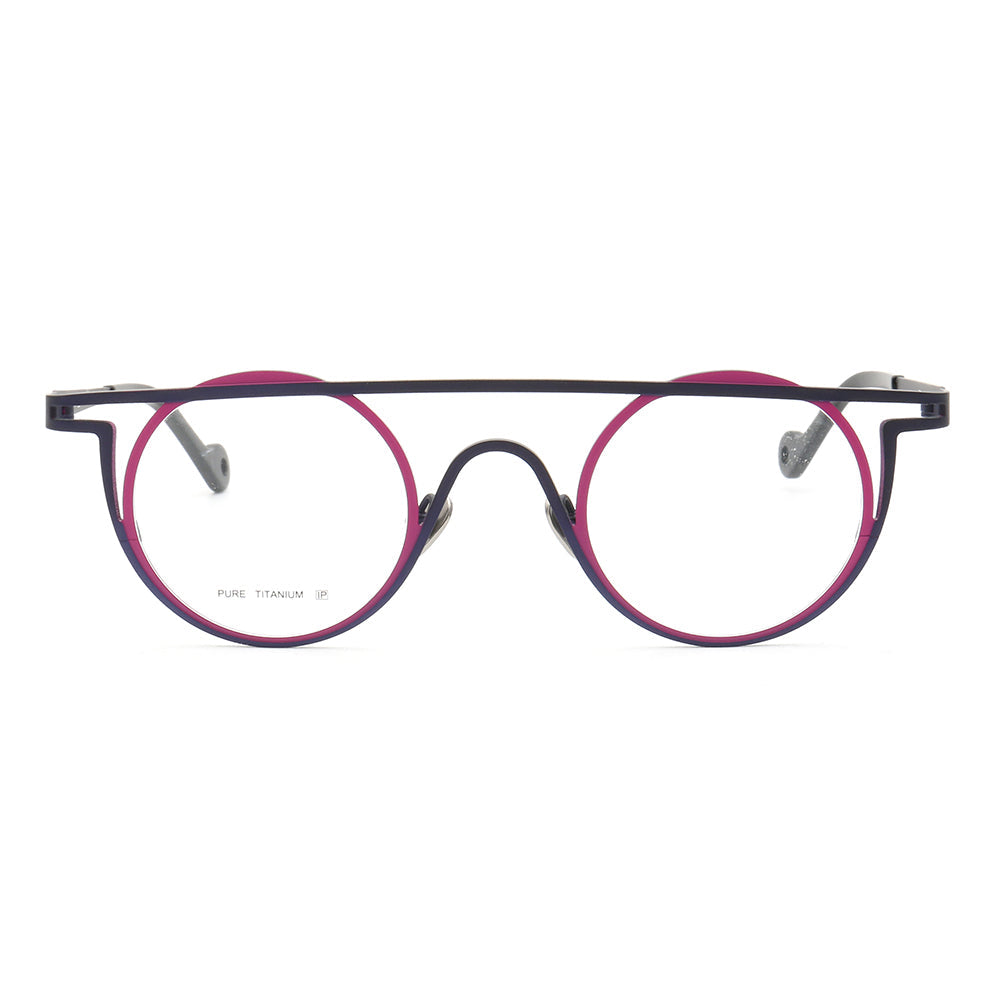 Quinn | Round Flat Top Pure Titanium Eyewear Frames | Funky Geometric Glasses For Men & Women