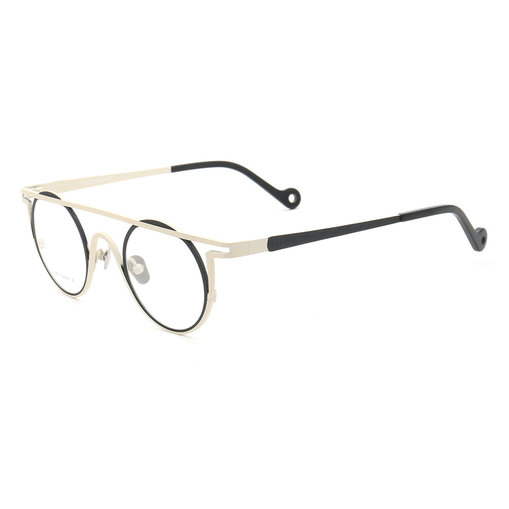 Quinn | Round Flat Top Pure Titanium Eyewear Frames | Funky Geometric Glasses For Men & Women