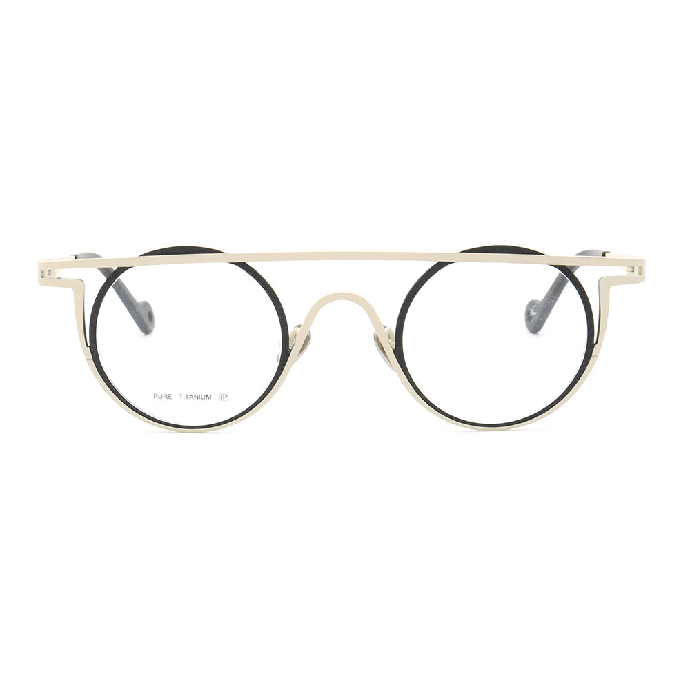 Quinn | Round Flat Top Pure Titanium Eyewear Frames | Funky Geometric Glasses For Men & Women