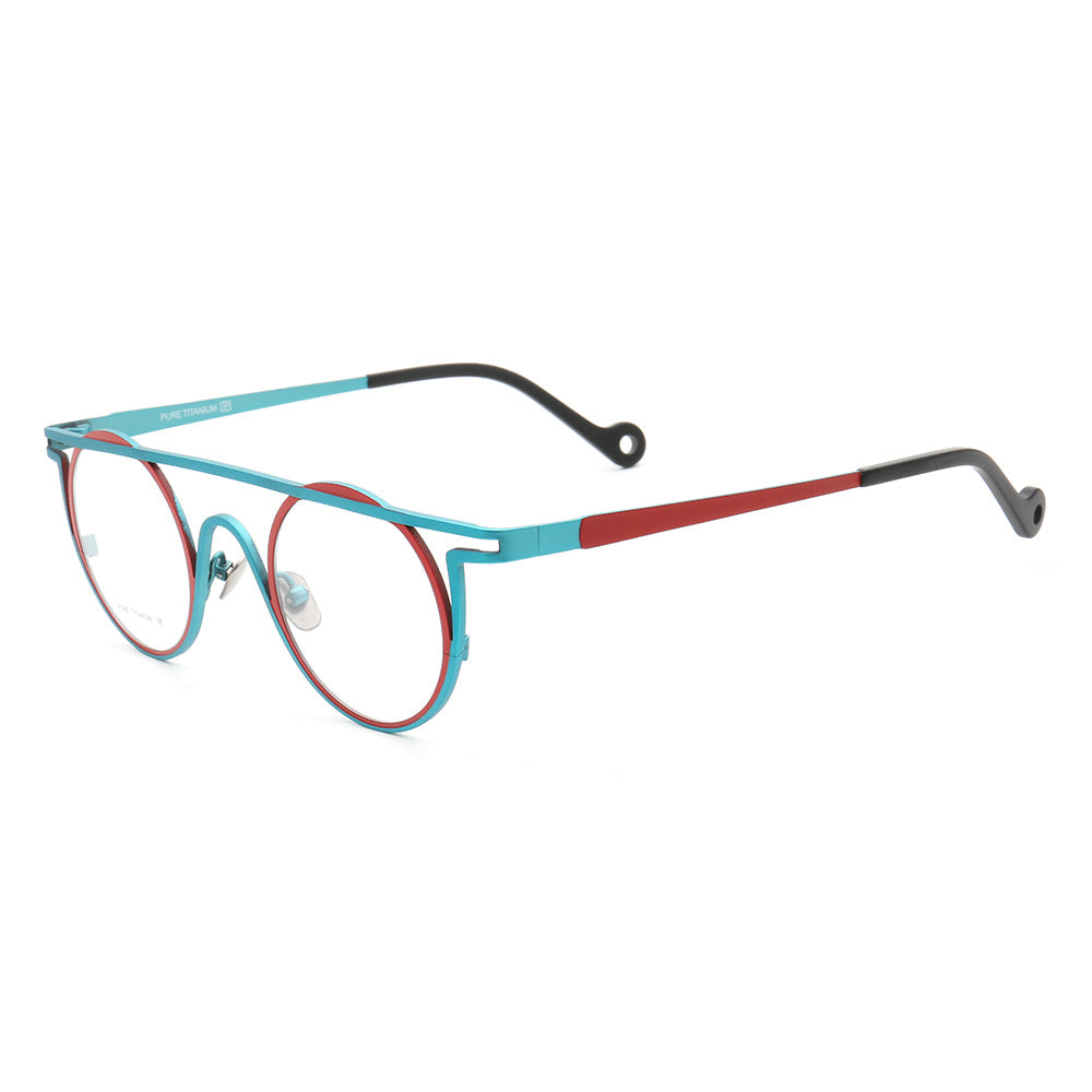 Quinn | Round Flat Top Pure Titanium Eyewear Frames | Funky Geometric Glasses For Men & Women