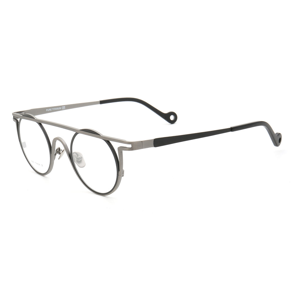 Quinn | Round Flat Top Pure Titanium Eyewear Frames | Funky Geometric Glasses For Men & Women