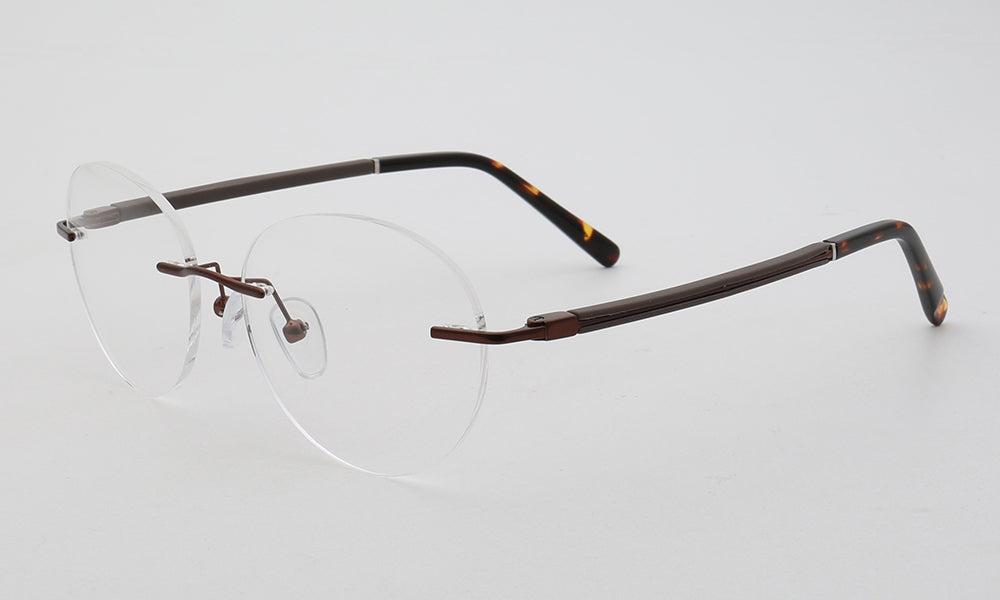 Branson | Round Rimless Metal Eyeglass Frames | Modern Business Design For Men & Women