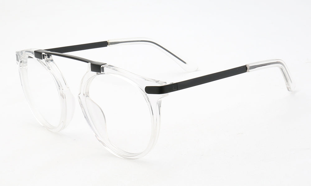 Generation | Retro Round Acetate Eyeglasses | Transparent Flat Top Glasses For Men & Women