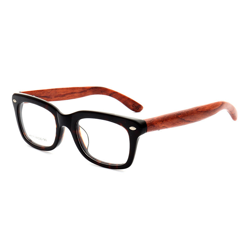 Walker | Full Rim Square Wooden Eyeglasses | Modern Acetate Frame w/ Wood Temples