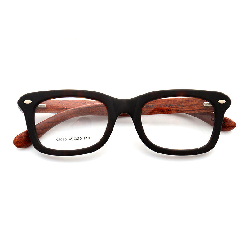 Walker | Full Rim Square Wooden Eyeglasses | Modern Acetate Frame w/ Wood Temples