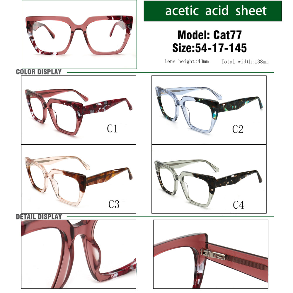 Daisy | Funky Oversized Square Optical Eyeglasses for Women | Transparent Glasses Frame Floral Tortoise