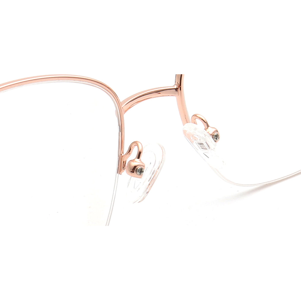 Lucy | Womens Flexible Memory Metal Half Rim Eyeglasses | Modern Cat Eye Glasses Frames Bendable Semi Rimless Eyewear