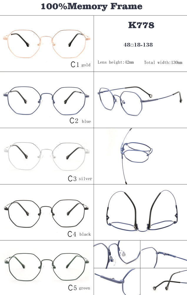 Pure | Flexible Bendable Full Rim Memory Metal Glasses | Polygon Geometric Frame For Men & Women
