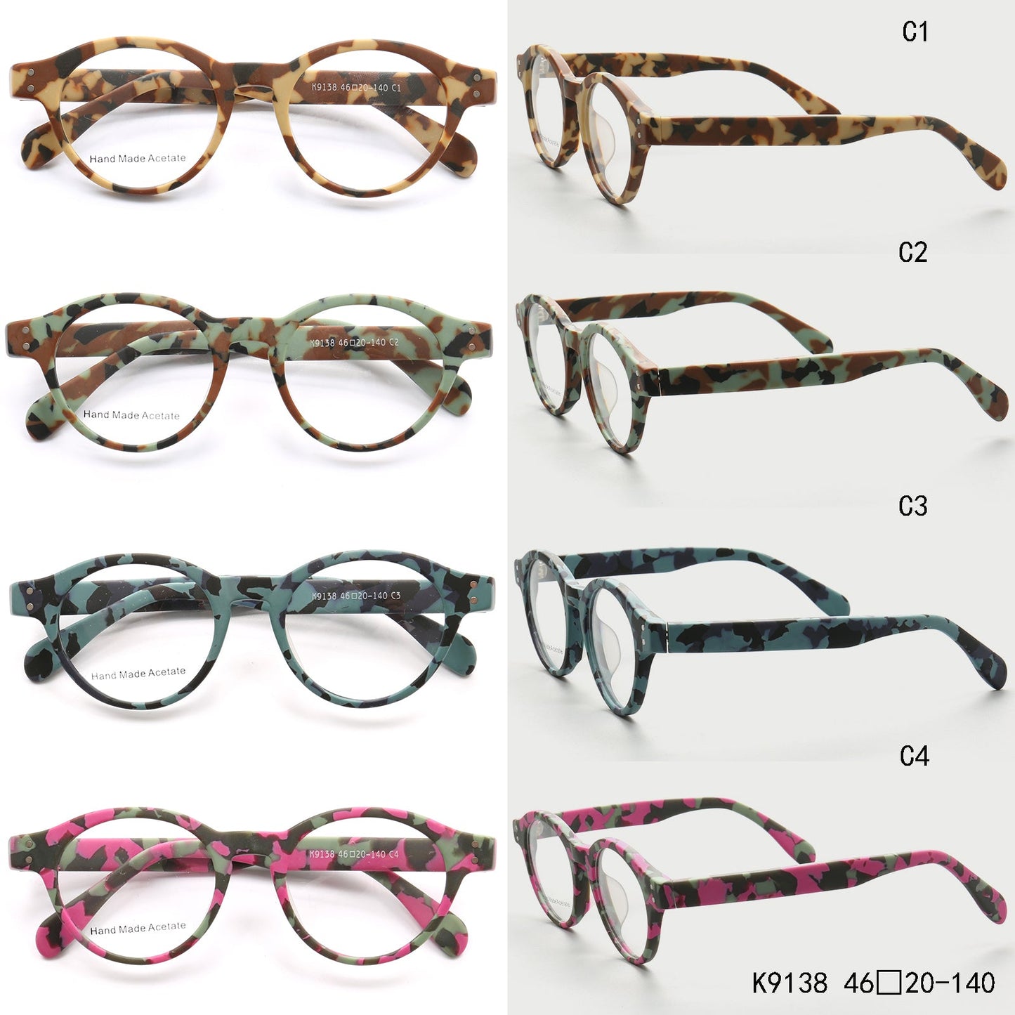 Benedict | Fashionable Camo Eyeglasses Frames For Men | Modern Women Round Spectacles Camouflage