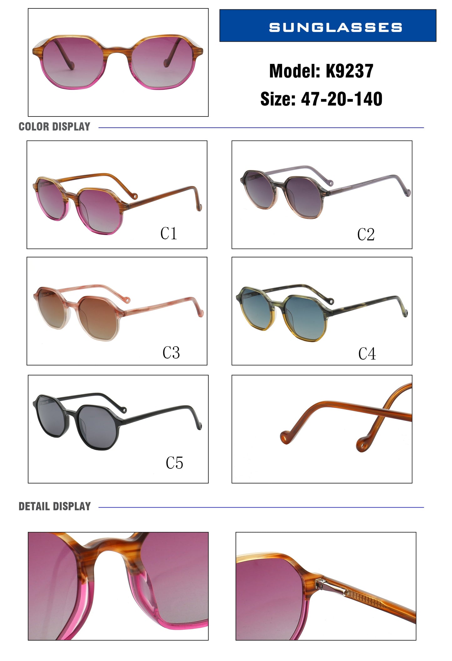 Blake | Geometric Mens Polarized Sunglasses | Womens Funky Sun Glasses UV400