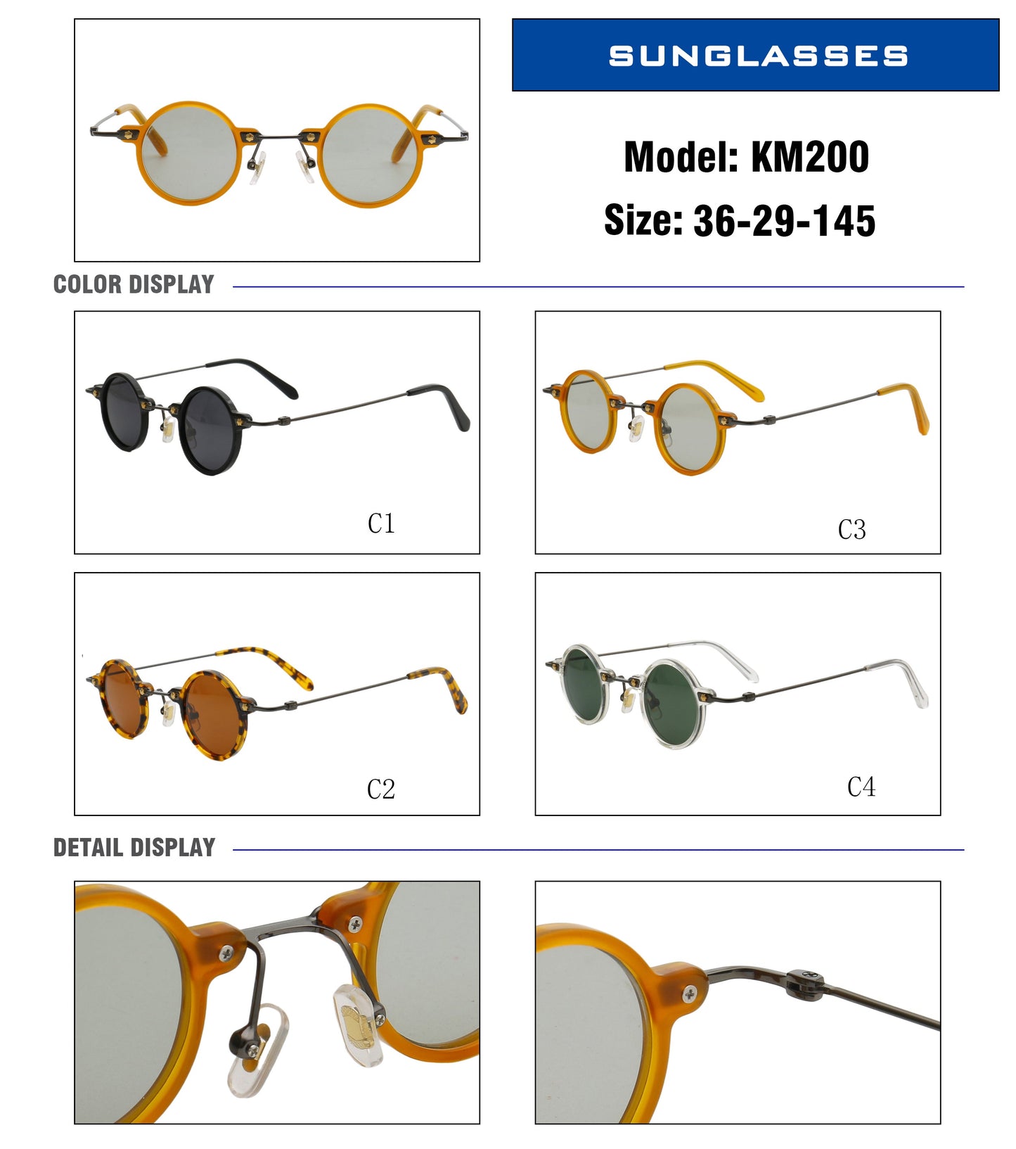 Jet | Retro Small Round Men Polarized Sunglasses | Trendy Hipster Women Sun Glasses Driving UV400