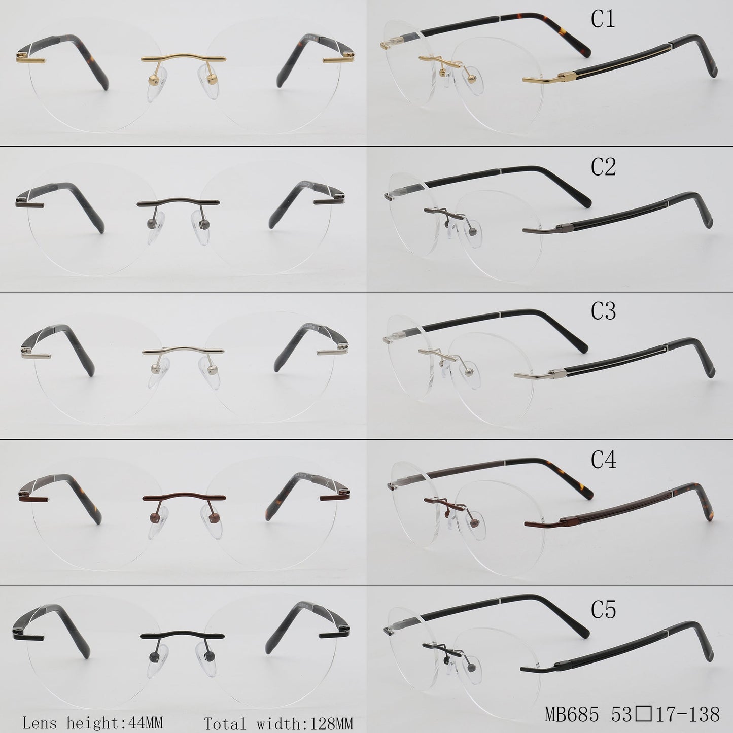 Branson | Round Rimless Metal Eyeglass Frames | Modern Business Design For Men & Women