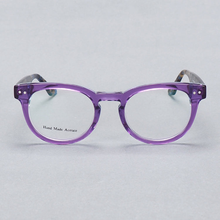 Columbus | Transparent Round Acetate Eyeglasses | Colorful Full Rim Tortoise Shell Glasses