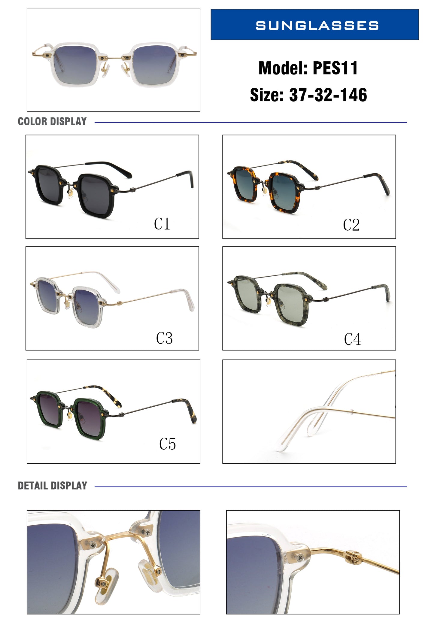 Marble | Retro Mens Sunglasses Polarized | Trendy Square Women Sun Glasses UV400