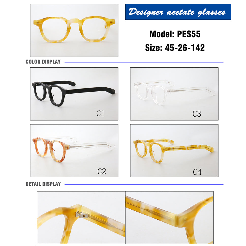 Newport | Classic Patterned Acetate Eyeglasses | Colorful Unisex Round Full Rim Frames