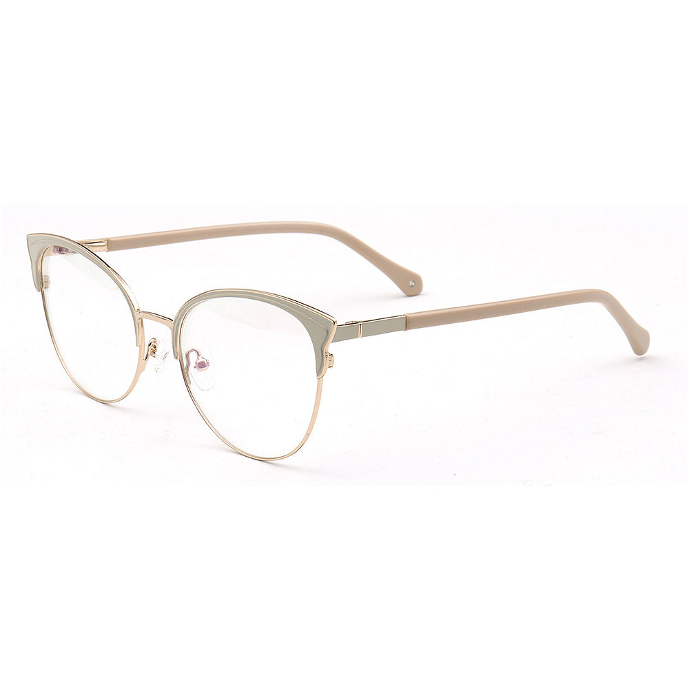 Evelyn | Stylish Stainless Steel Glasses For Women | Modern Half Rim Cat Eye Frame