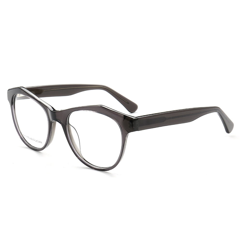 August | Semi Transparent Round Full Rim Acetate Glasses | Eyeglasses w/ Modern Geometric Frame