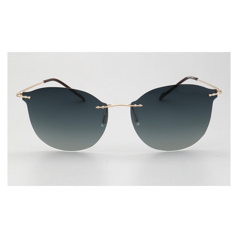Violet|Womens Cat Eye Rimless Polarized Sunglasses UV400