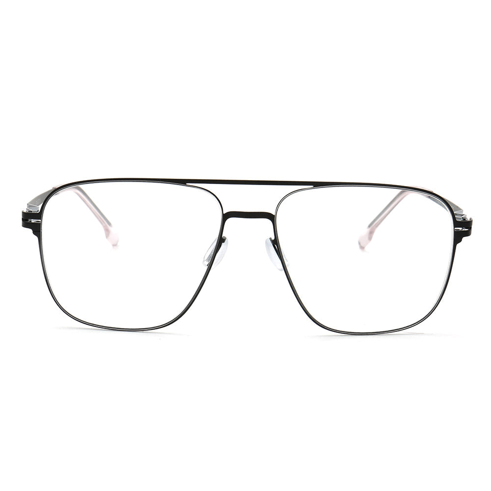 Maxwell | Retro Double Bridge Pilot Style Glasses | Flat Top Stainless Steel Eyeglass Frames
