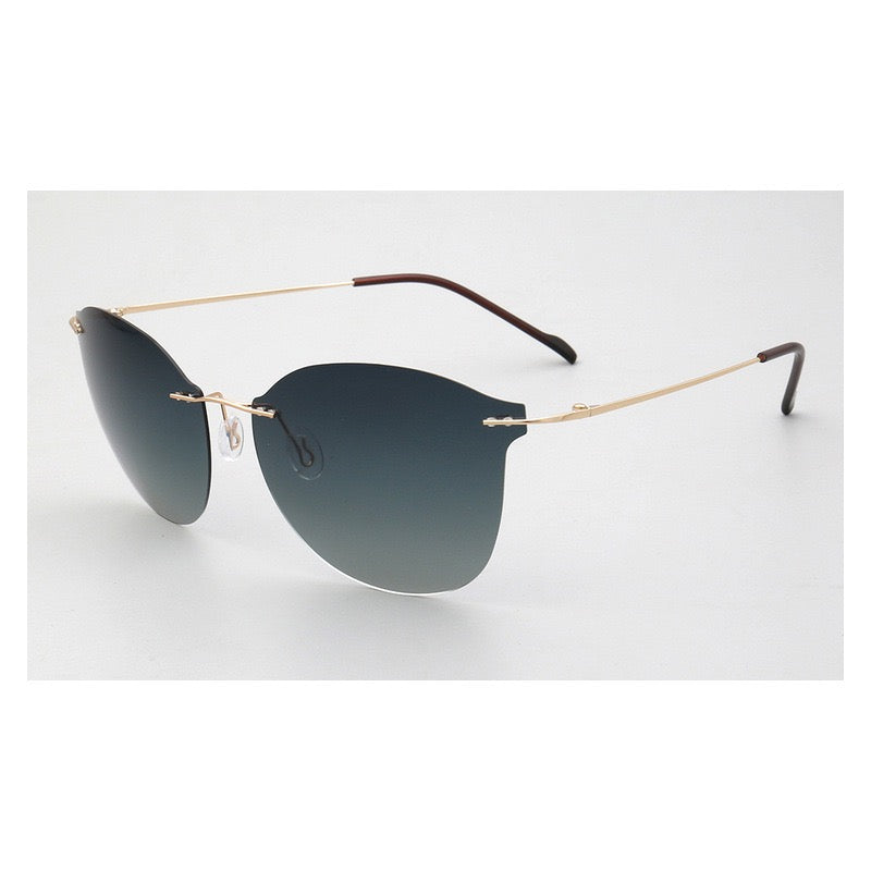 Violet|Womens Cat Eye Rimless Polarized Sunglasses UV400