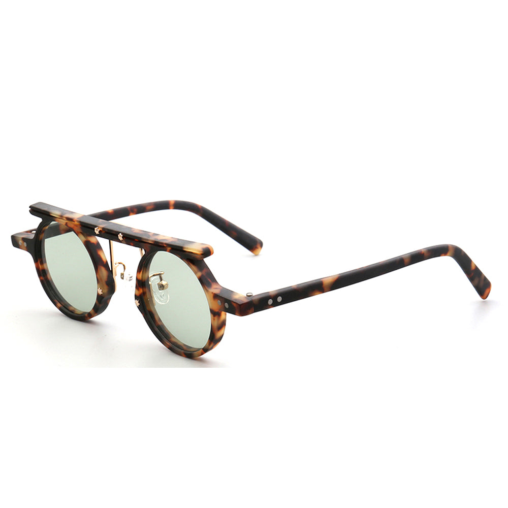 Hester | Vintage Round Polarized Sunglasses | Flat Top Design w/ Tortoise Shell Pattern