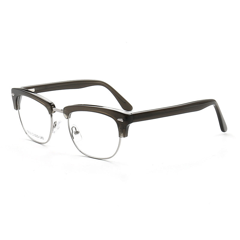 Carter | Retro Half Rim Acetate Glasses | Semi Rimless Nerd Style Eyeglass Frames