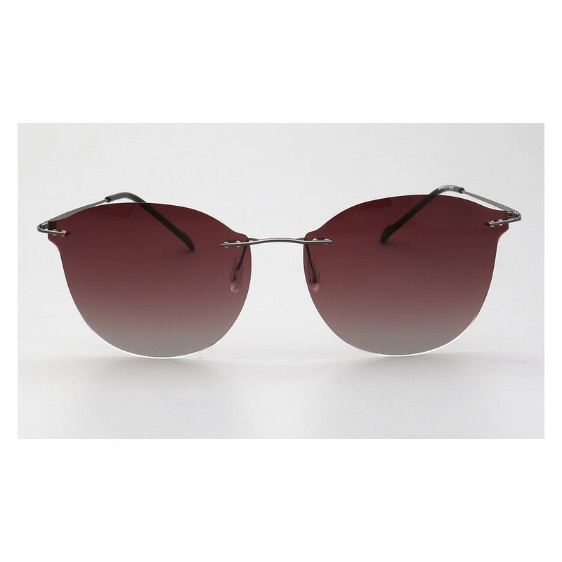 Violet|Womens Cat Eye Rimless Polarized Sunglasses UV400