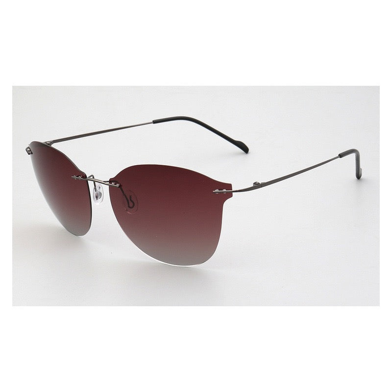 Violet|Womens Cat Eye Rimless Polarized Sunglasses UV400