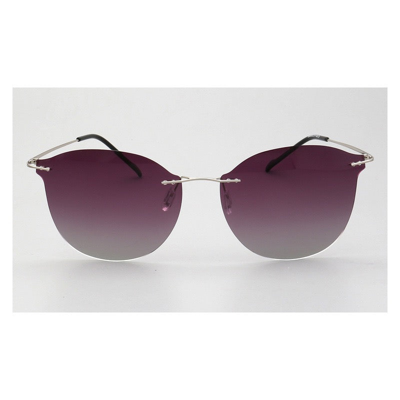 Violet|Womens Cat Eye Rimless Polarized Sunglasses UV400
