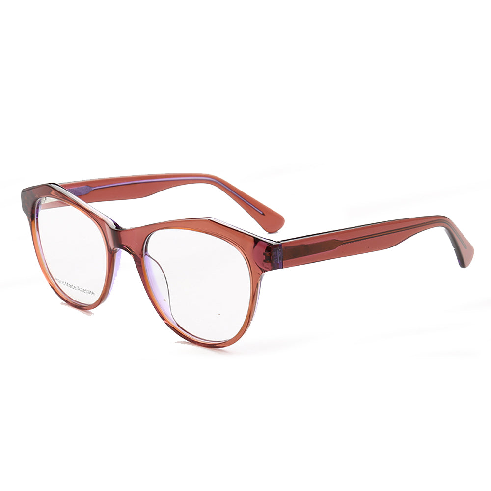 August | Semi Transparent Round Full Rim Acetate Glasses | Eyeglasses w/ Modern Geometric Frame