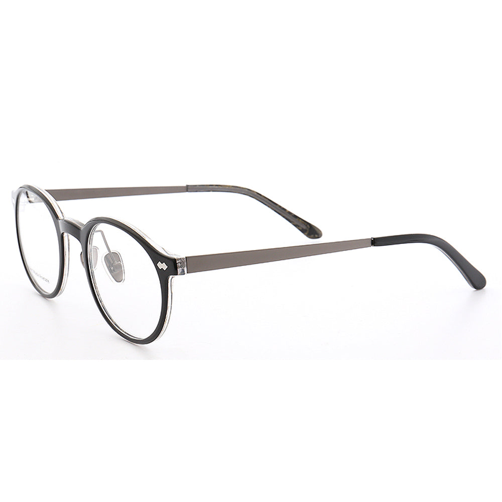 Durham | Composite Acetate & Metal Eyeglasses | Round Full Rim Frame w/ Patterned Design