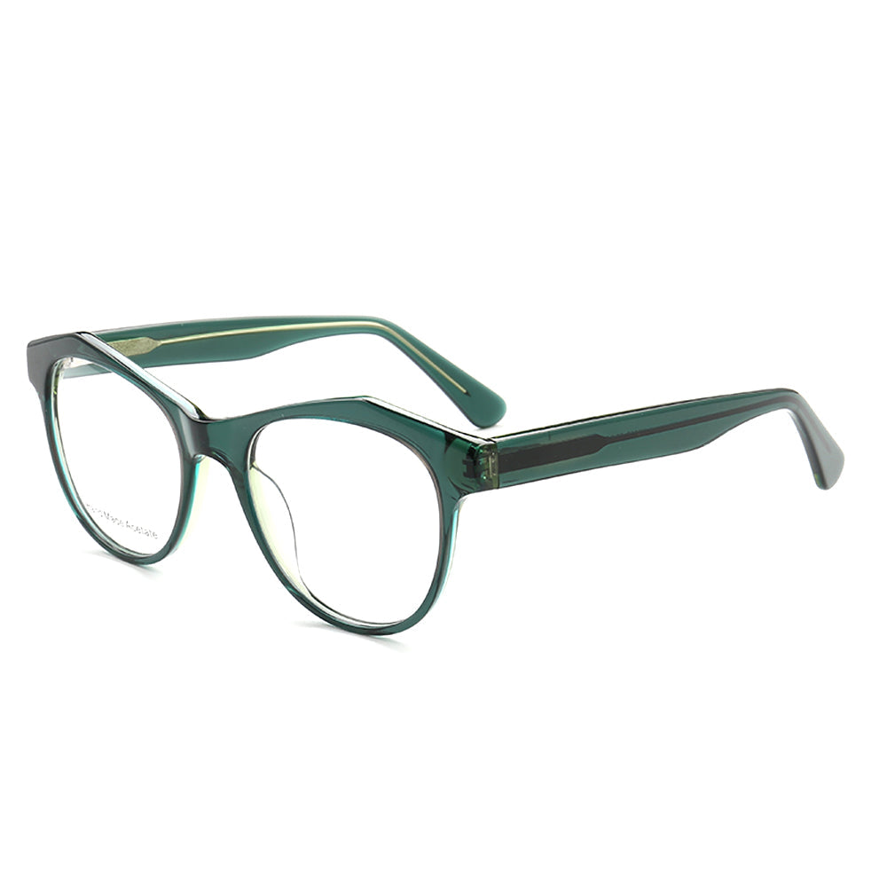 August | Semi Transparent Round Full Rim Acetate Glasses | Eyeglasses w/ Modern Geometric Frame