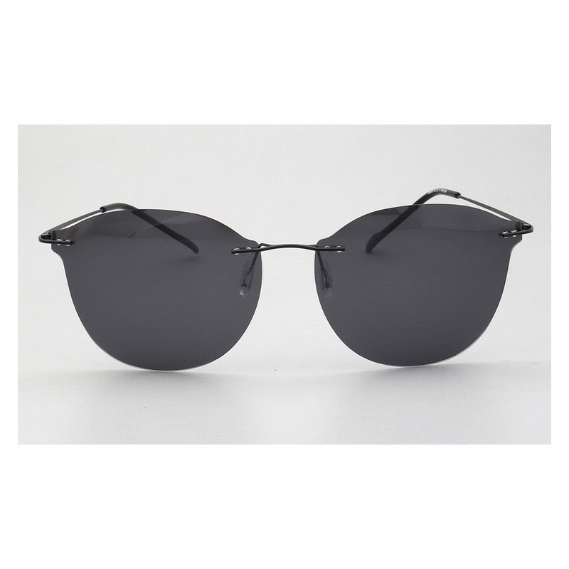 Violet|Womens Cat Eye Rimless Polarized Sunglasses UV400