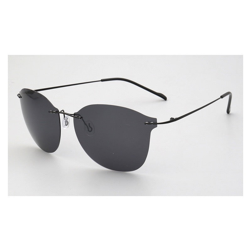 Violet|Womens Cat Eye Rimless Polarized Sunglasses UV400