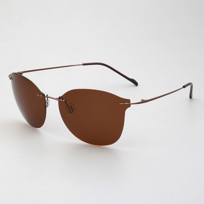 Violet|Womens Cat Eye Rimless Polarized Sunglasses UV400