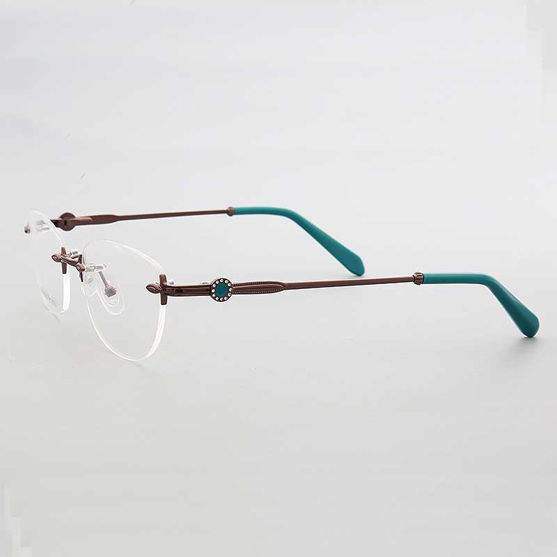 Esther | Rimless Oval Eyeglass Frames For Women | Female Round Lightweight Metal Eyewear Red