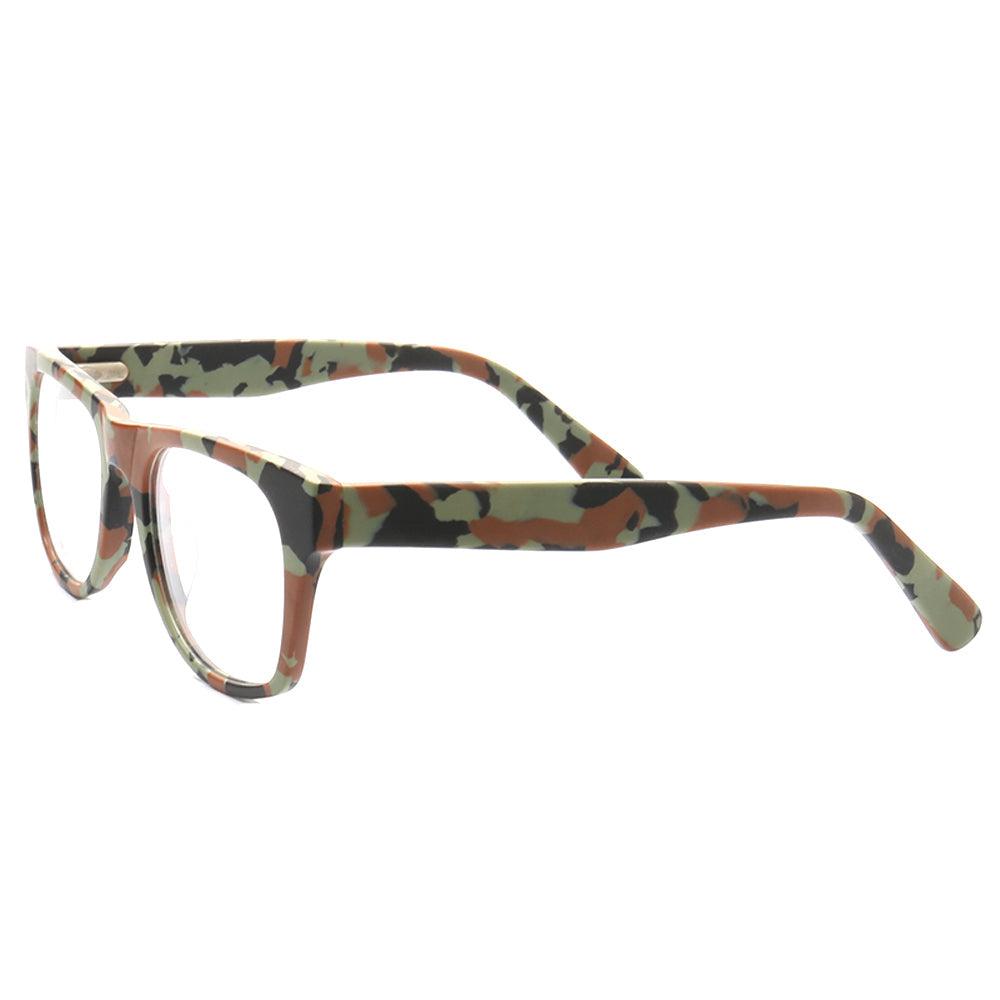 Spencer | Modern Camo Patterned Acetate Eyeglass Frames for Women | Square Mens Camouflage Glasses Online