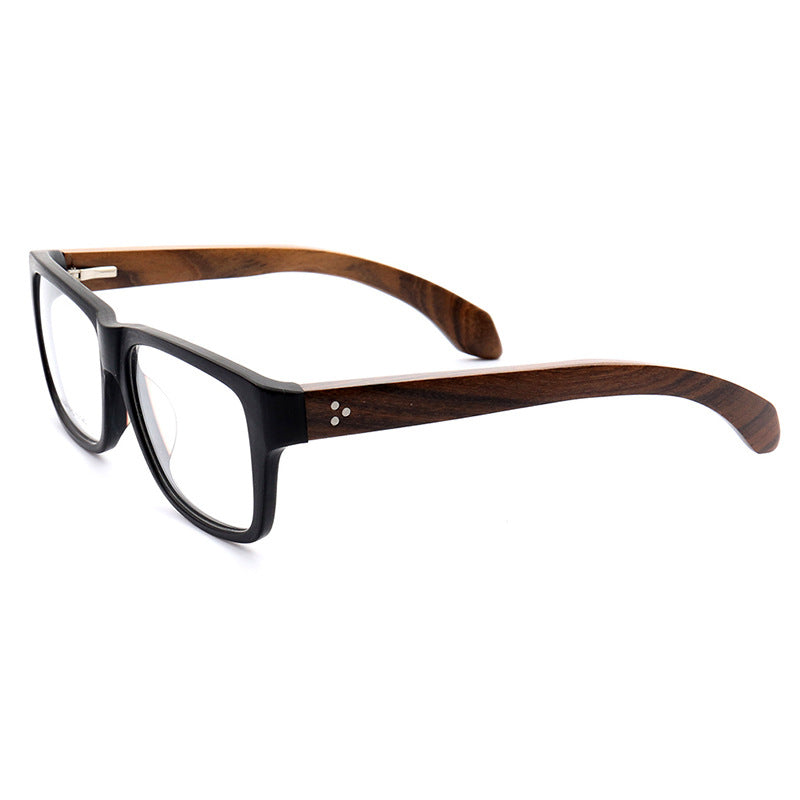 Lexington | Square Full Rim Wooden Eyeglasses | Modern Acetate Frames w/ Wood Temples