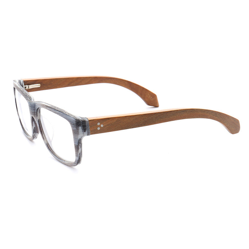 Lexington | Square Full Rim Wooden Eyeglasses | Modern Acetate Frames w/ Wood Temples