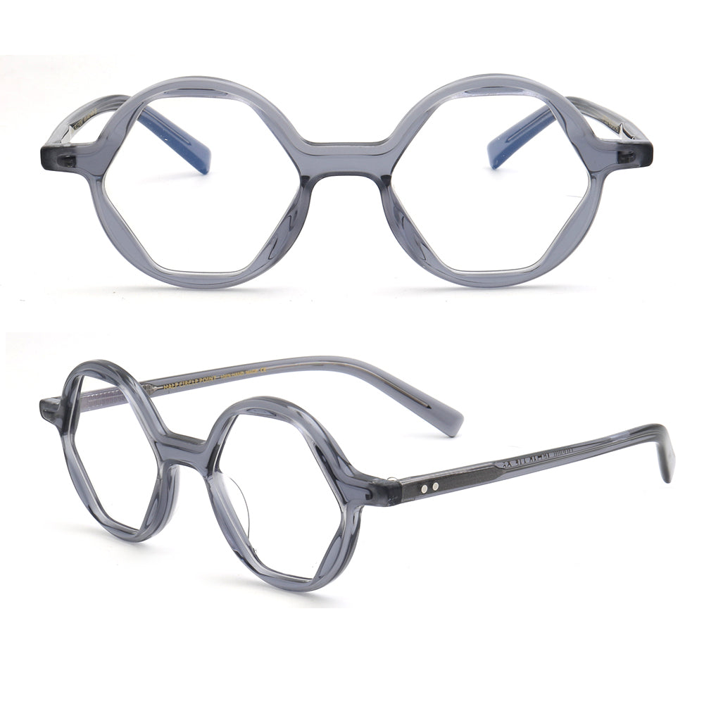 Mosley | Hexagon Shaped Full Rim Acetate Eyeglasses for Men | Retro Women Geometric Glasses Frames Online
